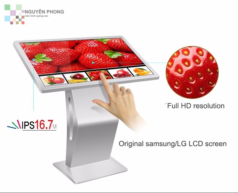 Màn hình LCD quảng cáo chân quỳ 43 inch với độ phân giải cao, tấm nền IPS